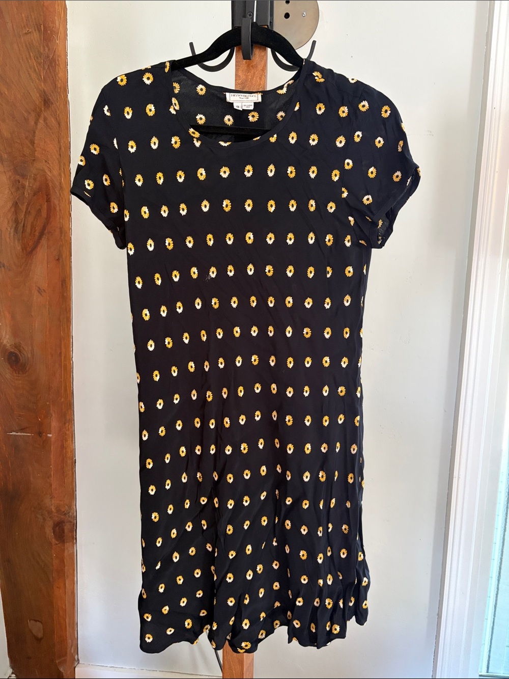 henri bendel Black Midi Dress with Yellow Floral Dots